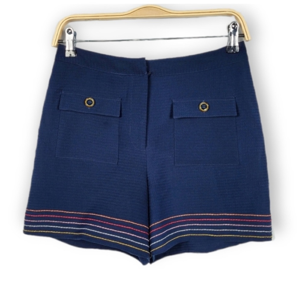 Ted Baker Sapphia Stitch Detail High Rise Navy Pockets Shorts Bottoms Sailor 3 M